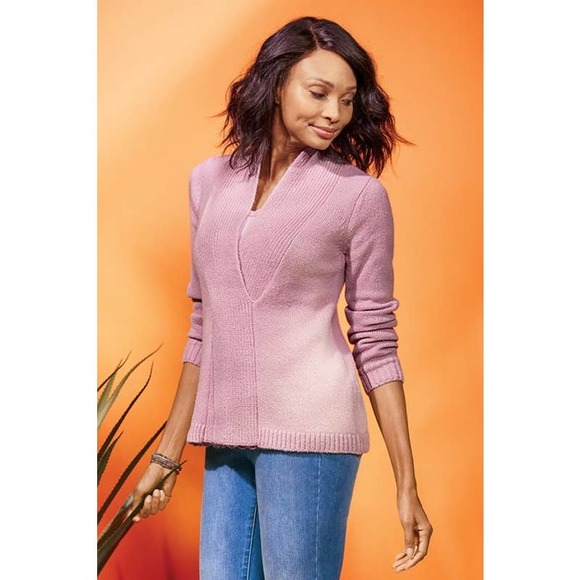 Soft Surroundings Serena Sweater in Dawn Pink Size Small Alpaca Wool Ribbed - Picture 1 of 13